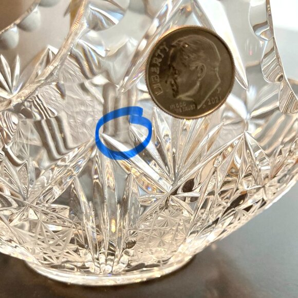 Vtg Lausitizer Glas 24% Lead Crystal German Hand-Cut Trinket Candy Coin Basket - Picture 10 of 12